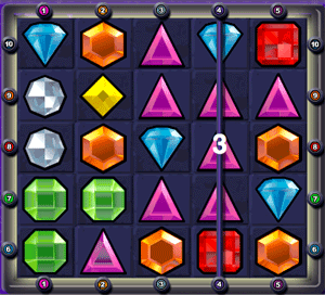 Bejeweled Vertical Win Line Example