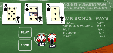 Three Card Brag Pair Bonus Game